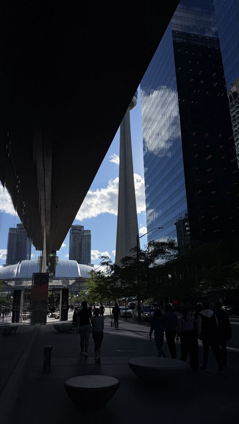Between glass towers